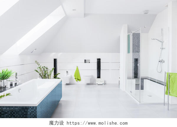 白色家居浴室绿植鱼缸海报背景